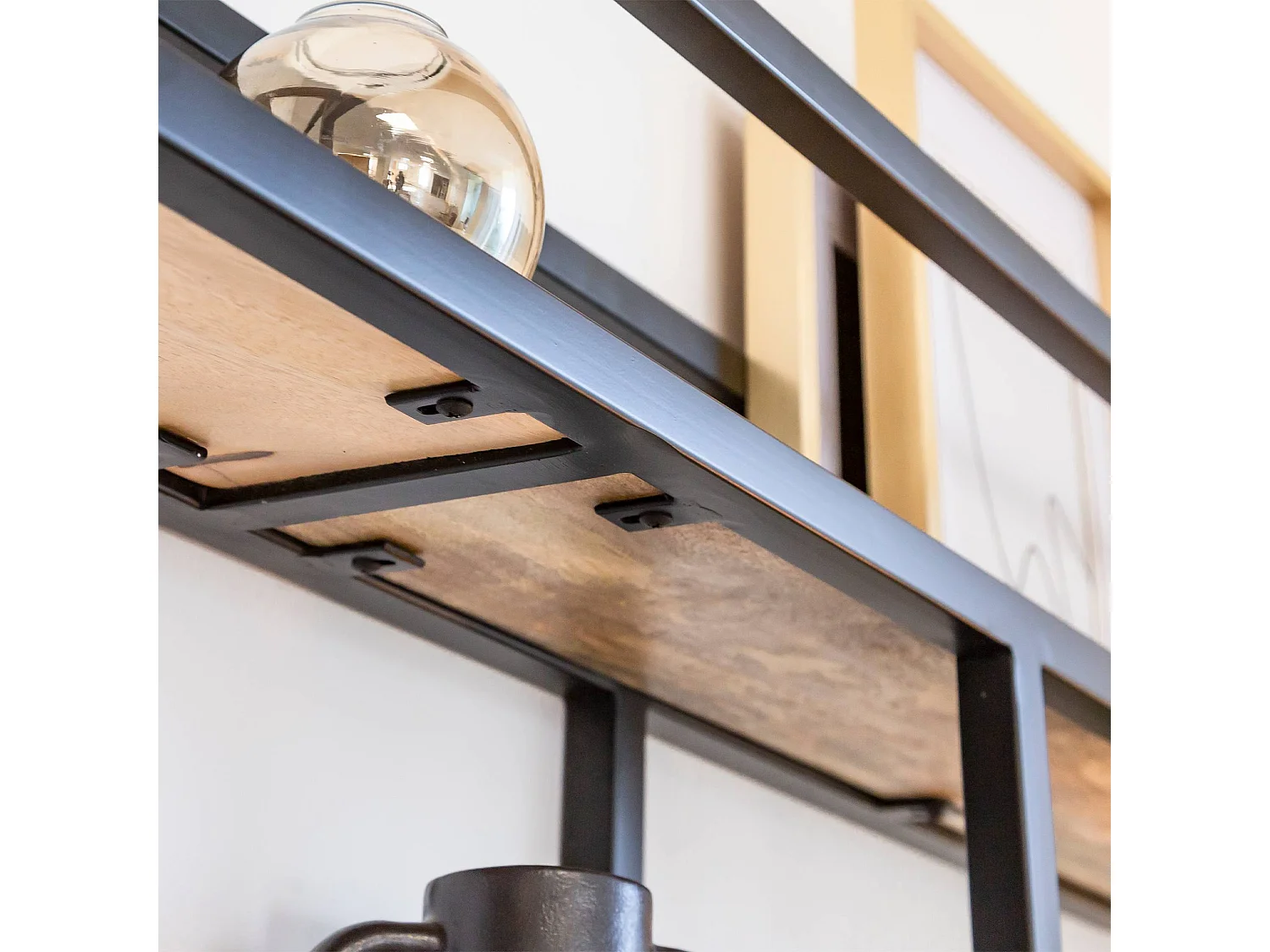 Etagère murale en bois de manguier et métal Jacynthe