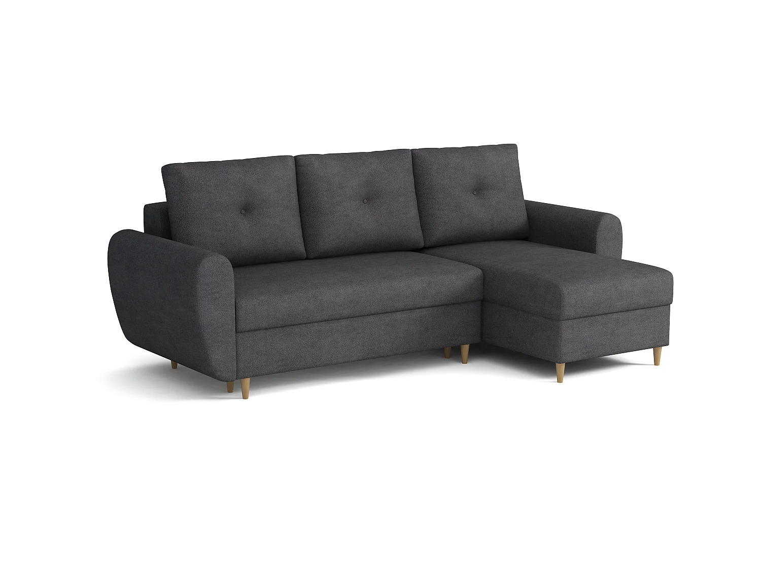 MONDIAL TISSUS - Canapé d'angle  convertible - 145 x 98 x 242 cm - Gris foncé