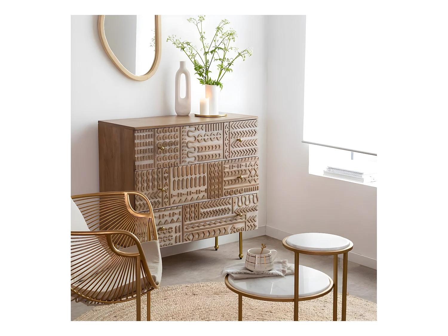 Commode en bois de manguier sculpté Léopold