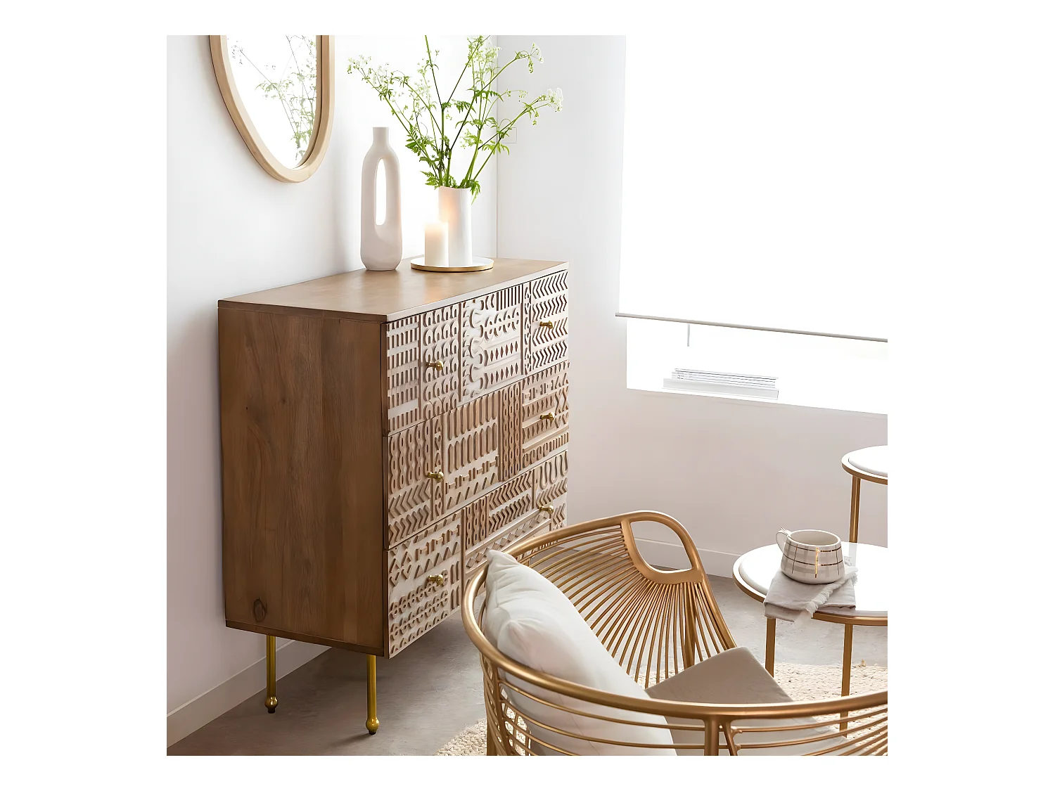 Commode en bois de manguier sculpté Léopold