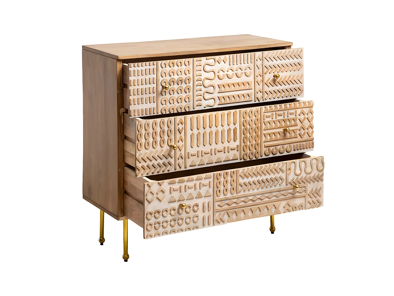 Commode en bois de manguier sculpté Léopold