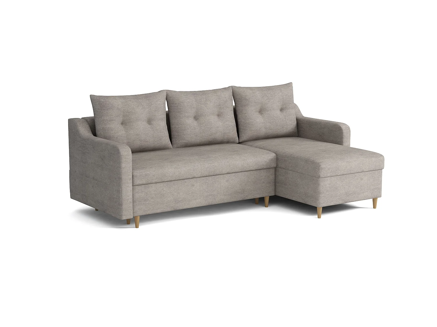 MONDIAL TISSUS - Canapé d'angle  convertible - 146 x 98 x 224 cm - Gris Uni