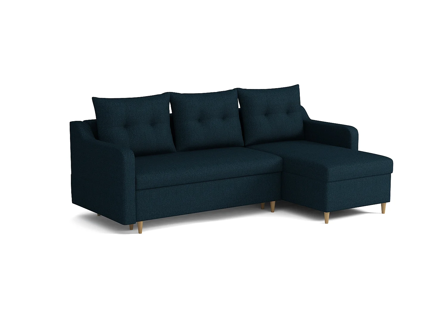 MONDIAL TISSUS - Canapé d'angle  convertible - 146 x 98 x 224 cm - Bleu nuit