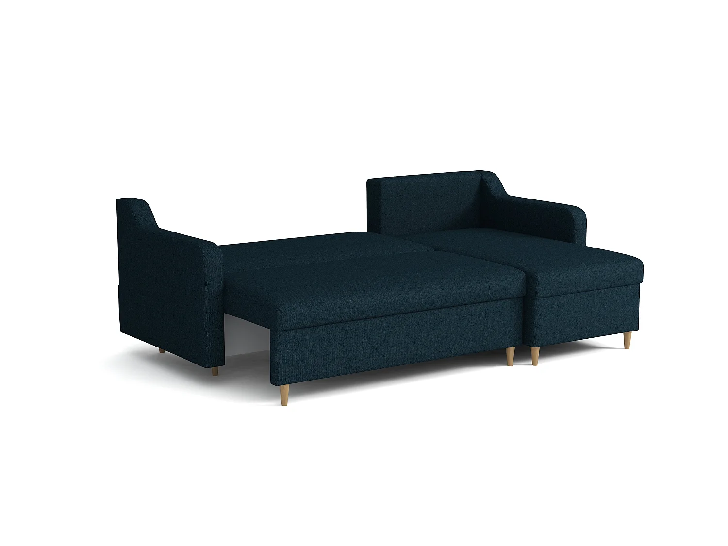 MONDIAL TISSUS - Canapé d'angle  convertible - 146 x 98 x 224 cm - Bleu nuit