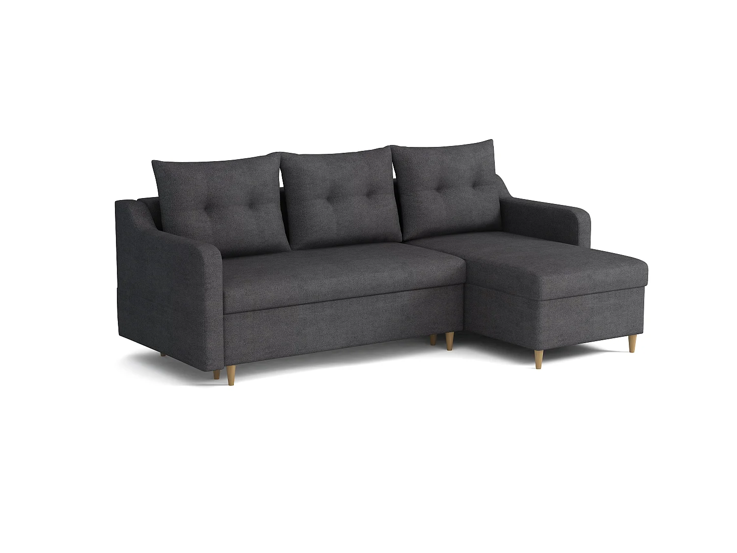 MONDIAL TISSUS - Canapé d'angle  convertible - 146 x 98 x 224 cm - Gris foncé