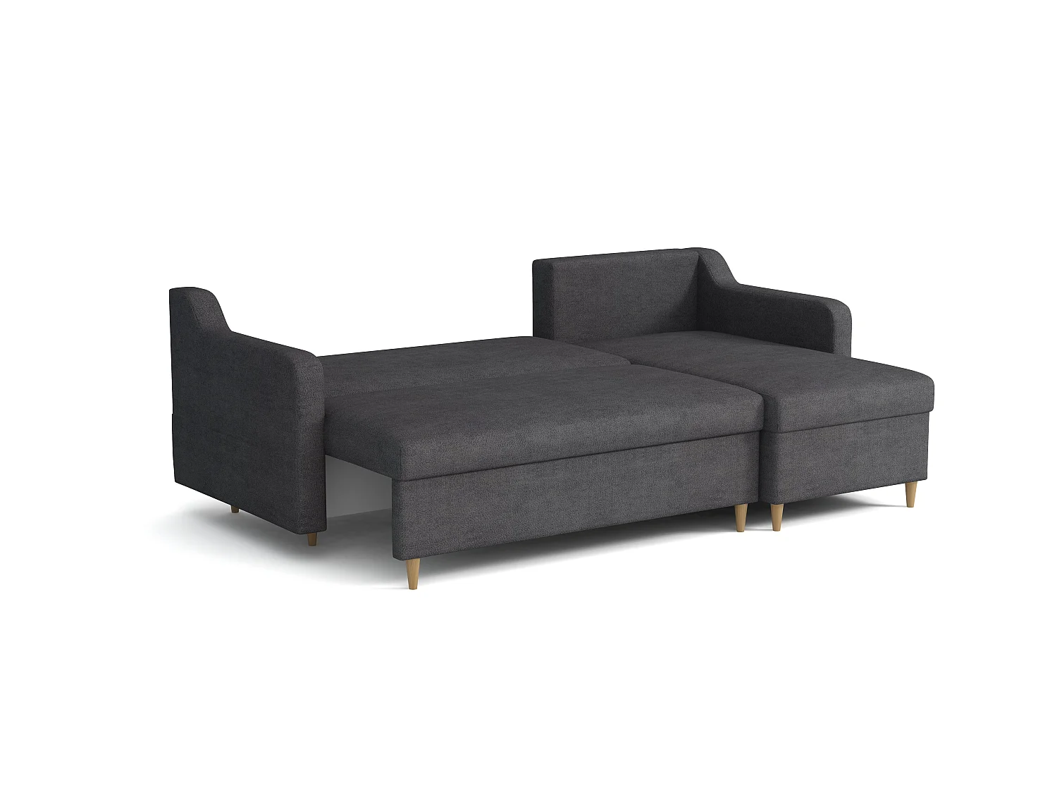 MONDIAL TISSUS - Canapé d'angle  convertible - 146 x 98 x 224 cm - Gris foncé