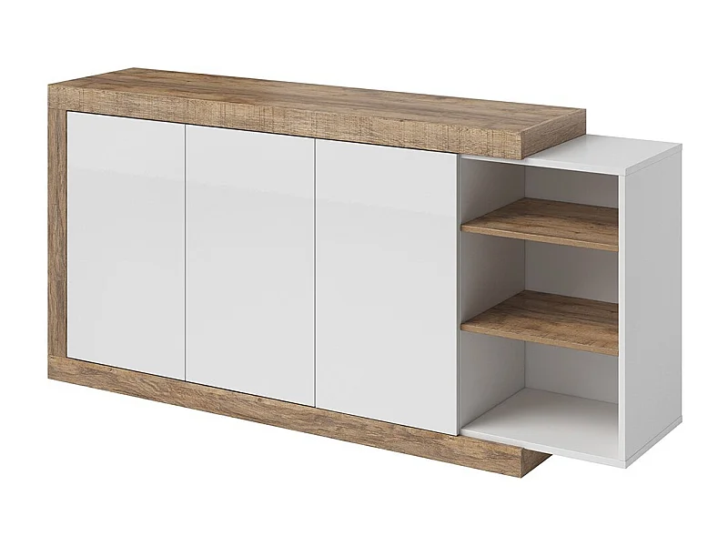 Buffet SINATRA – 180 cm aus Eichenholz und glänzendem Weiß