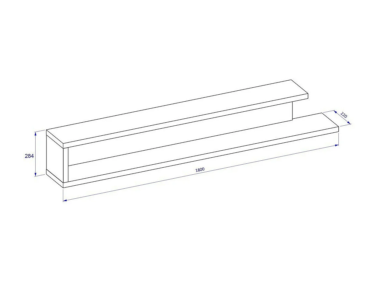 Wandplank 180cm in eiken kleur en hoogglans wit, collectie SINATRA