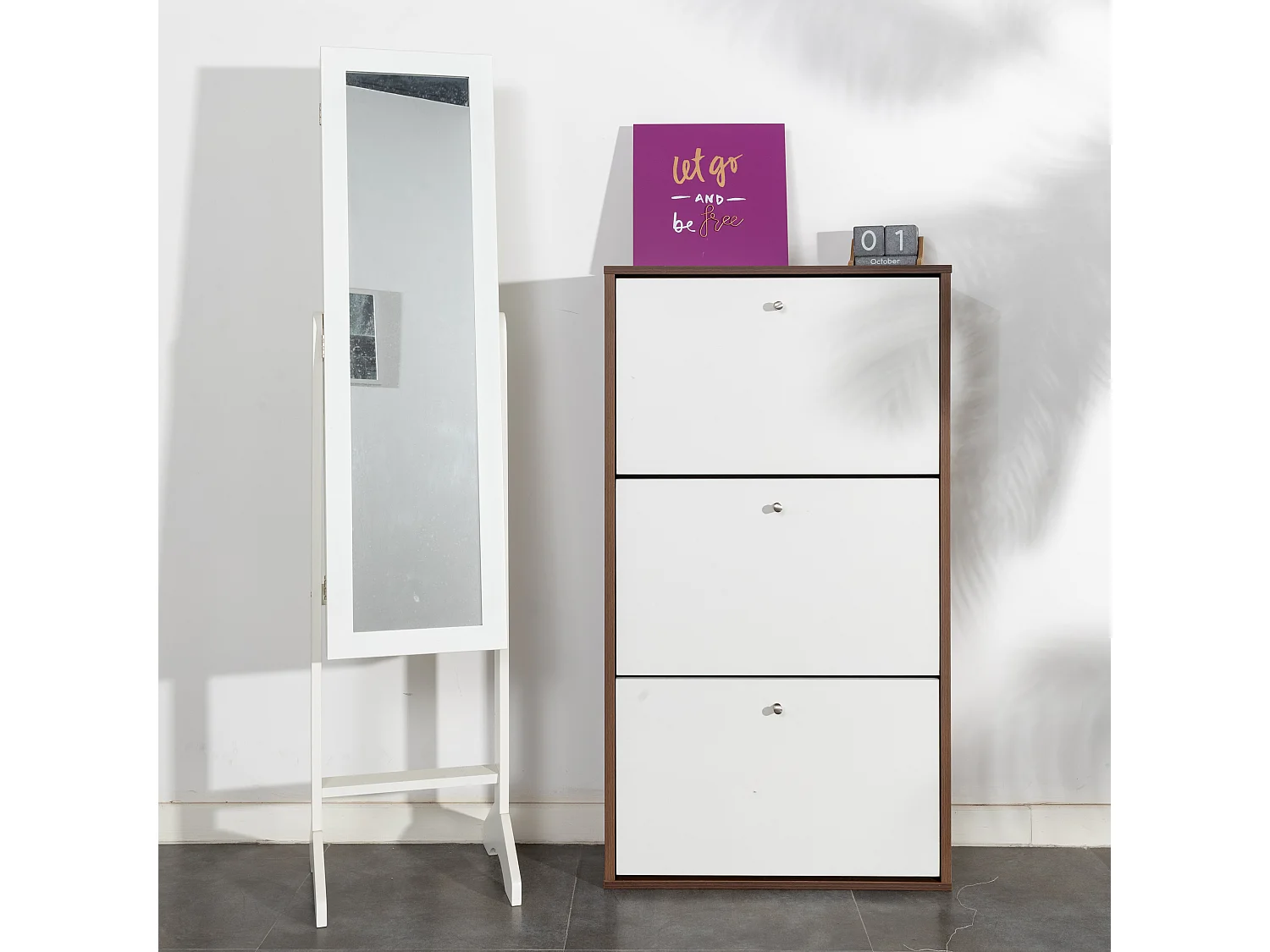 Organize Meuble de Rangement a Chaussure 18 Paires - Armoire Etagere Grande Capacité pour Entree, Couloir - MDF Style Bois - L63xP24xH113 cm - Blanc