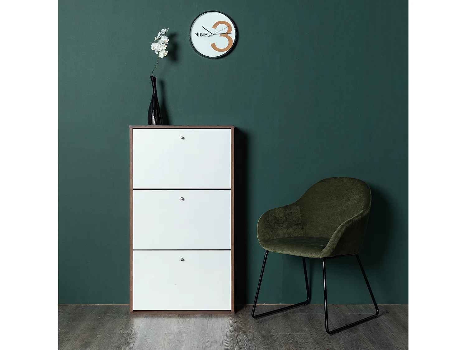 Organize Meuble de Rangement a Chaussure 18 Paires - Armoire Etagere Grande Capacité pour Entree, Couloir - MDF Style Bois - L63xP24xH113 cm - Blanc