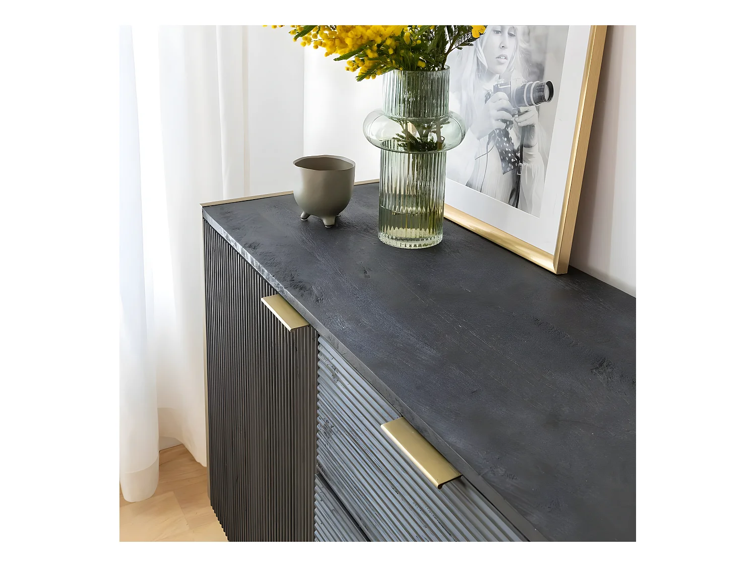 Buffet en bois de manguier et métal doré Ange