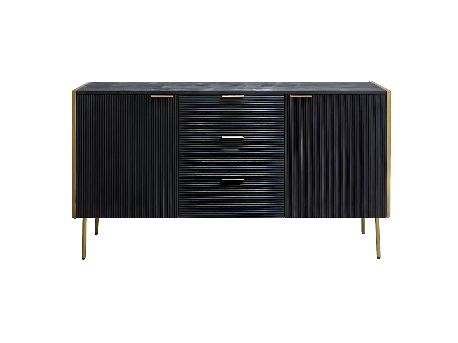 Buffet de madera de mango y metal dorado Ange con muchos compartimentos