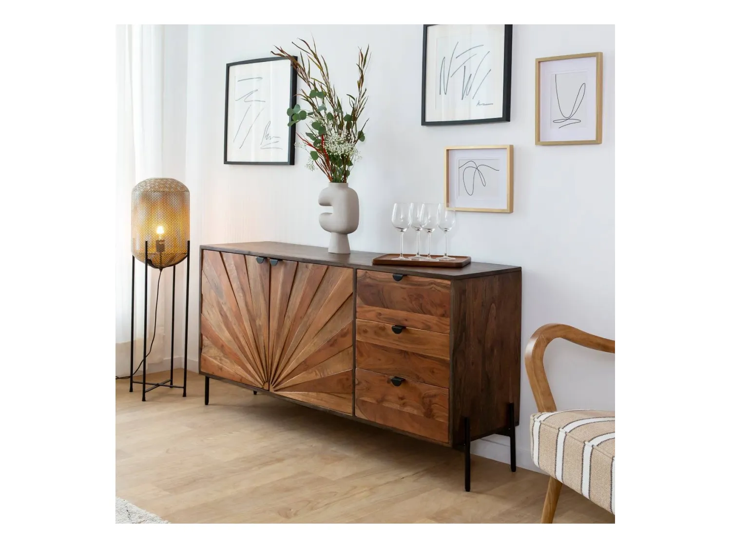 Buffet en bois d'acacia Elvira