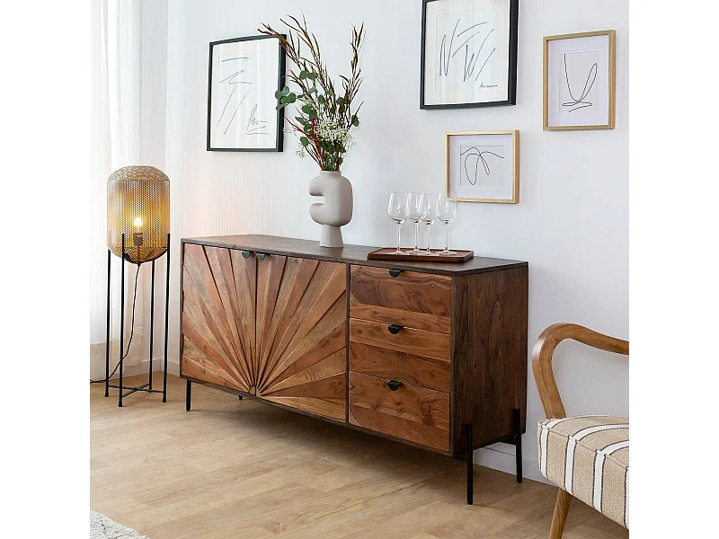 Buffet de madera de acacia Elvira - Estilo elegante y duradero para tu hogar