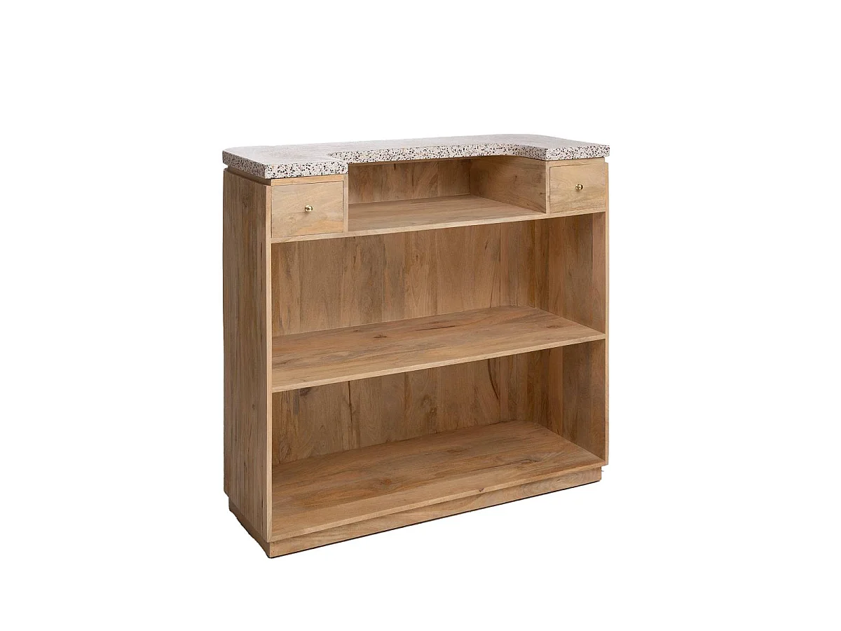 Meuble bar en bois de manguier et terrazzo Lou