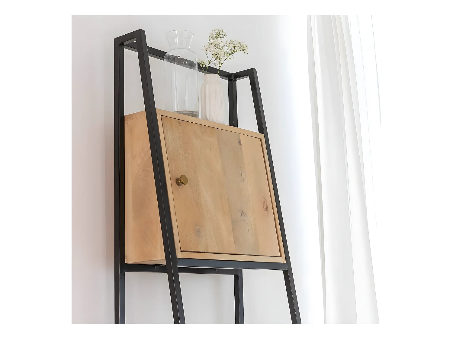 Etagère en bois de manguier et métal Mathieu