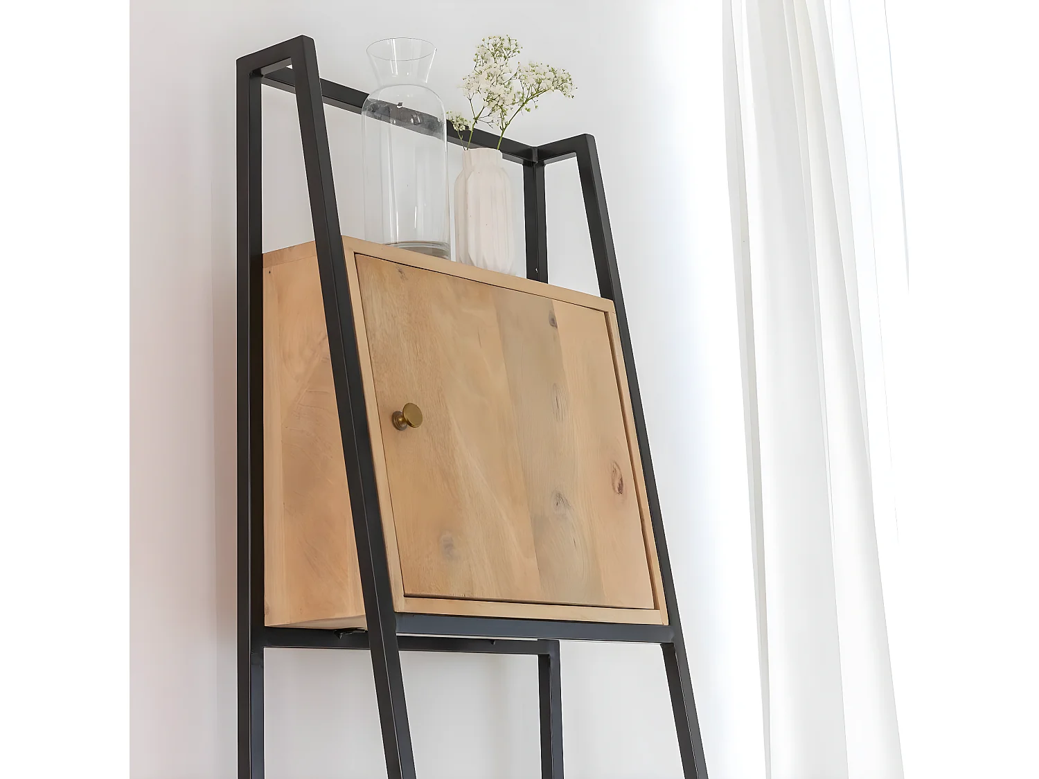 Etagère en bois de manguier et métal Mathieu