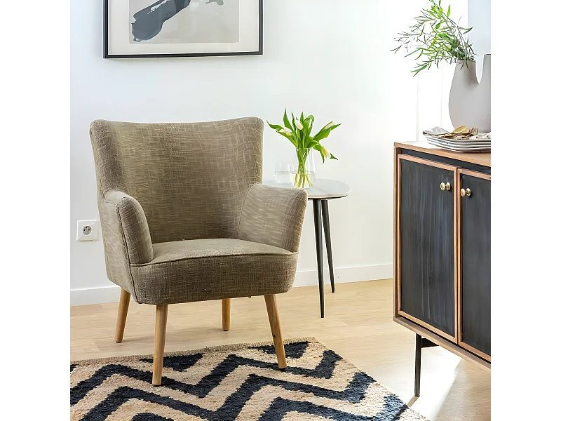 Fauteuil en coton kaki Castille