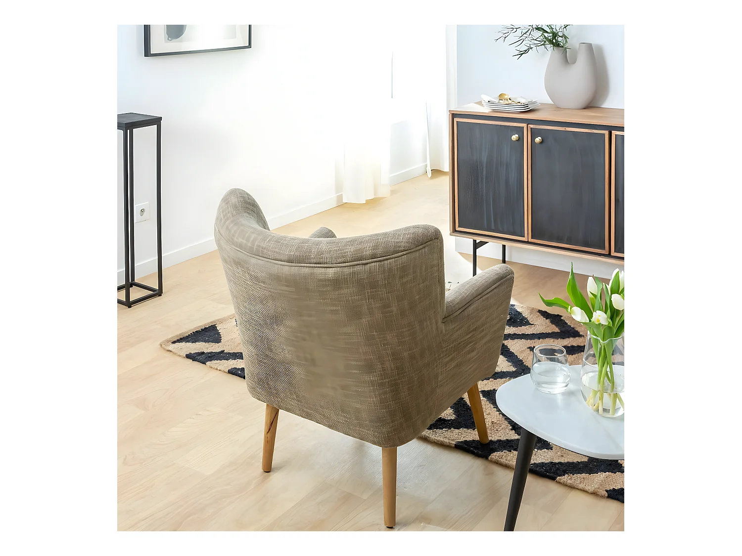 Fauteuil en coton kaki Castille