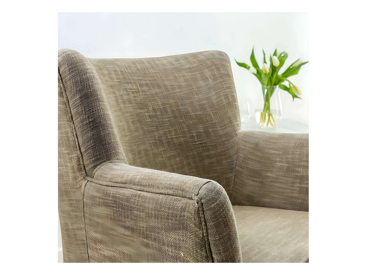 Fauteuil en coton kaki Castille