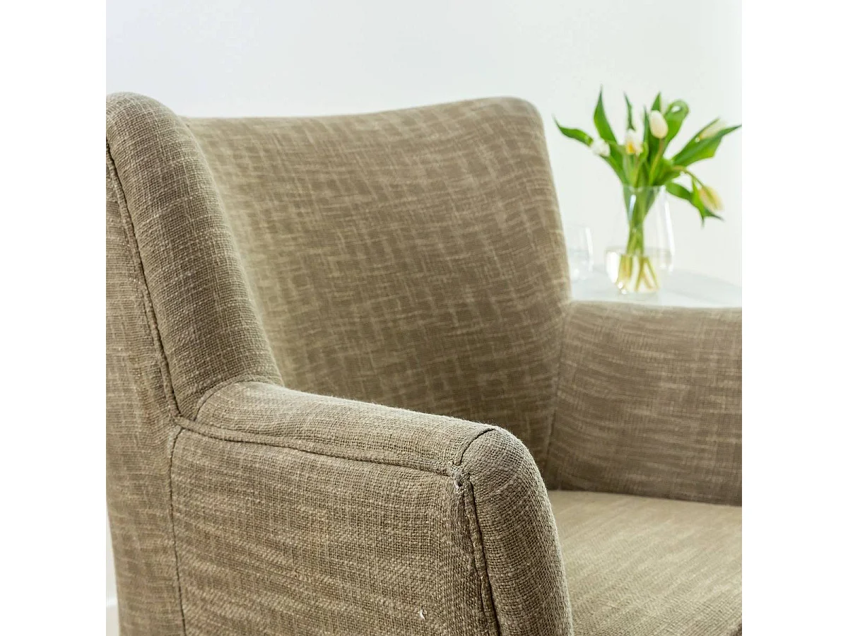 Sillón de algodón caqui con almacenamiento Castille - Made in Meubles