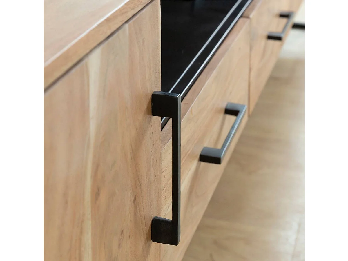 Meuble TV en bois d'acacia et métal Bosco