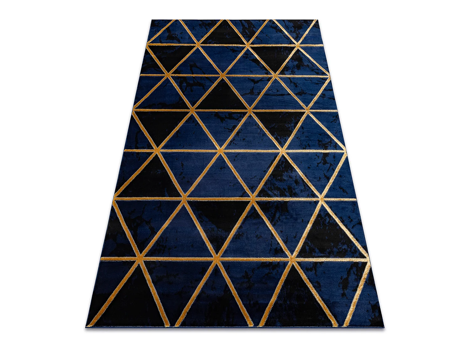 Tapis EMERALD exclusif 1020 glamour, élégant marbre, triangles bleu  80x150 cm