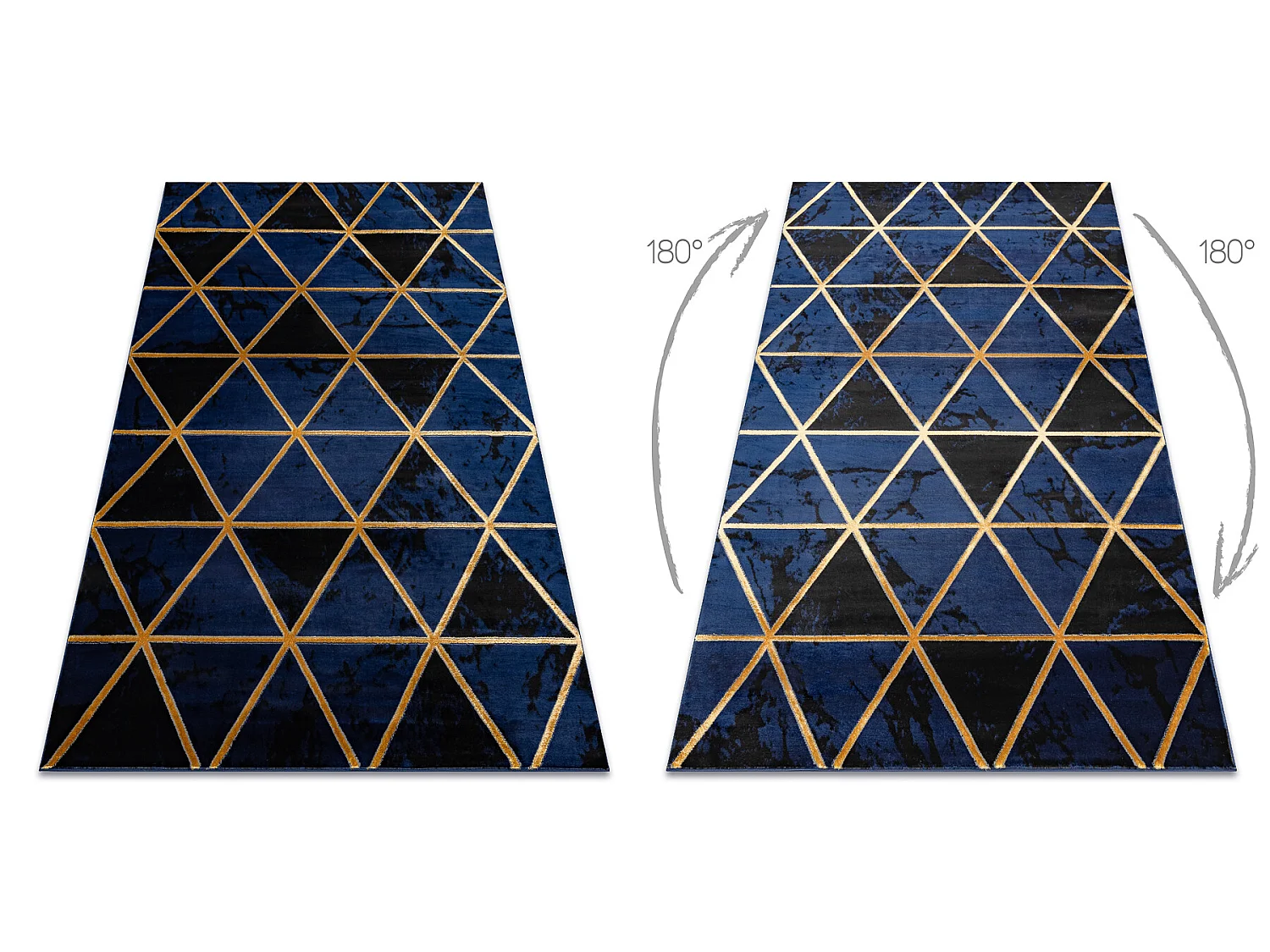 Exklusiv EMERALD Teppich 1020 glamour, stilvoll Marmor, Dreiecke dunke 80x150 cm