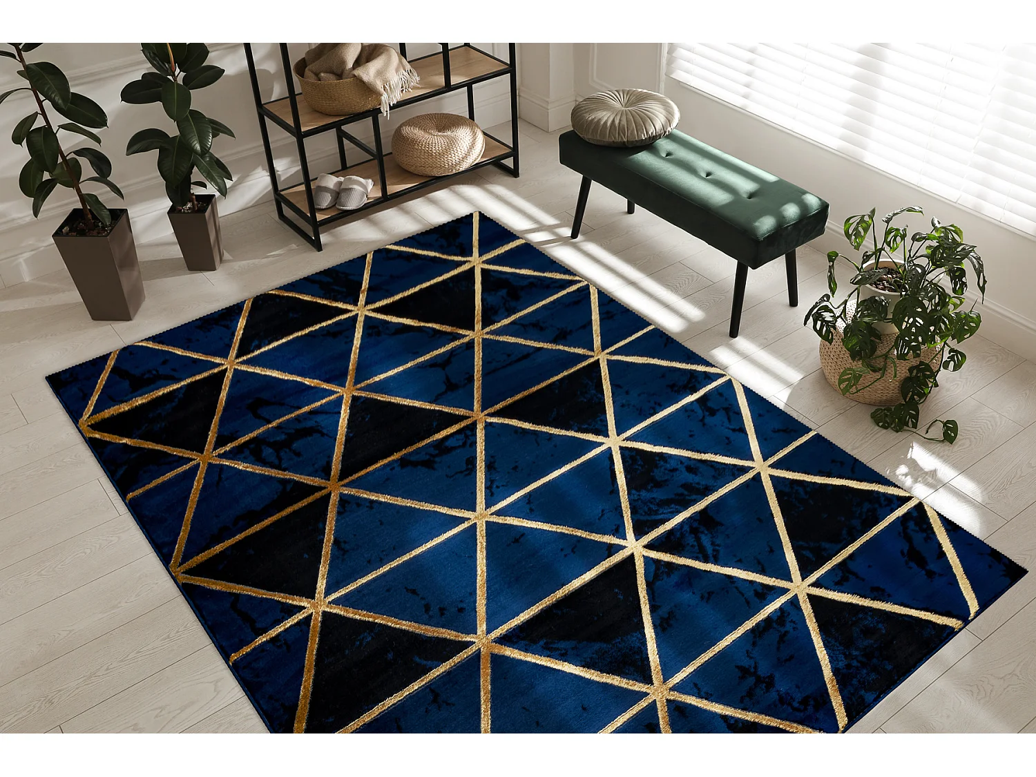 Exklusiv EMERALD Teppich 1020 glamour, stilvoll Marmor, Dreiecke dunke 80x150 cm