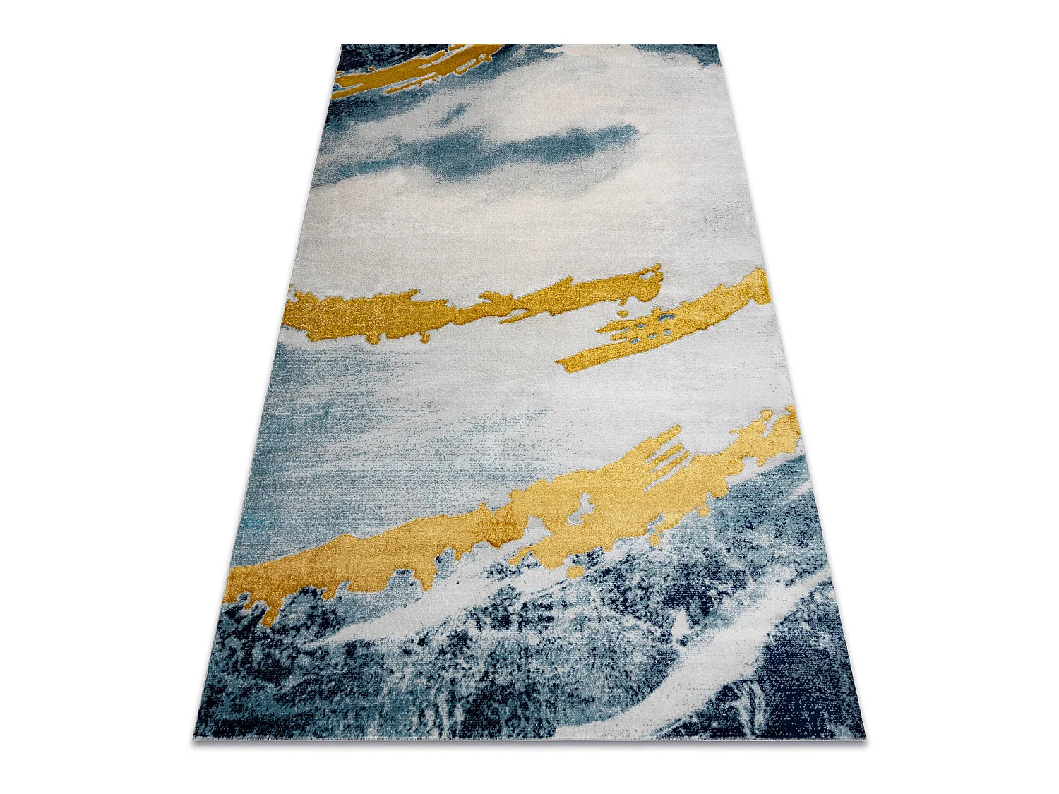 Tapijt EMERALD exclusief 1023 glamour, stijlvol abstractie blauw / gou 120x170 cm