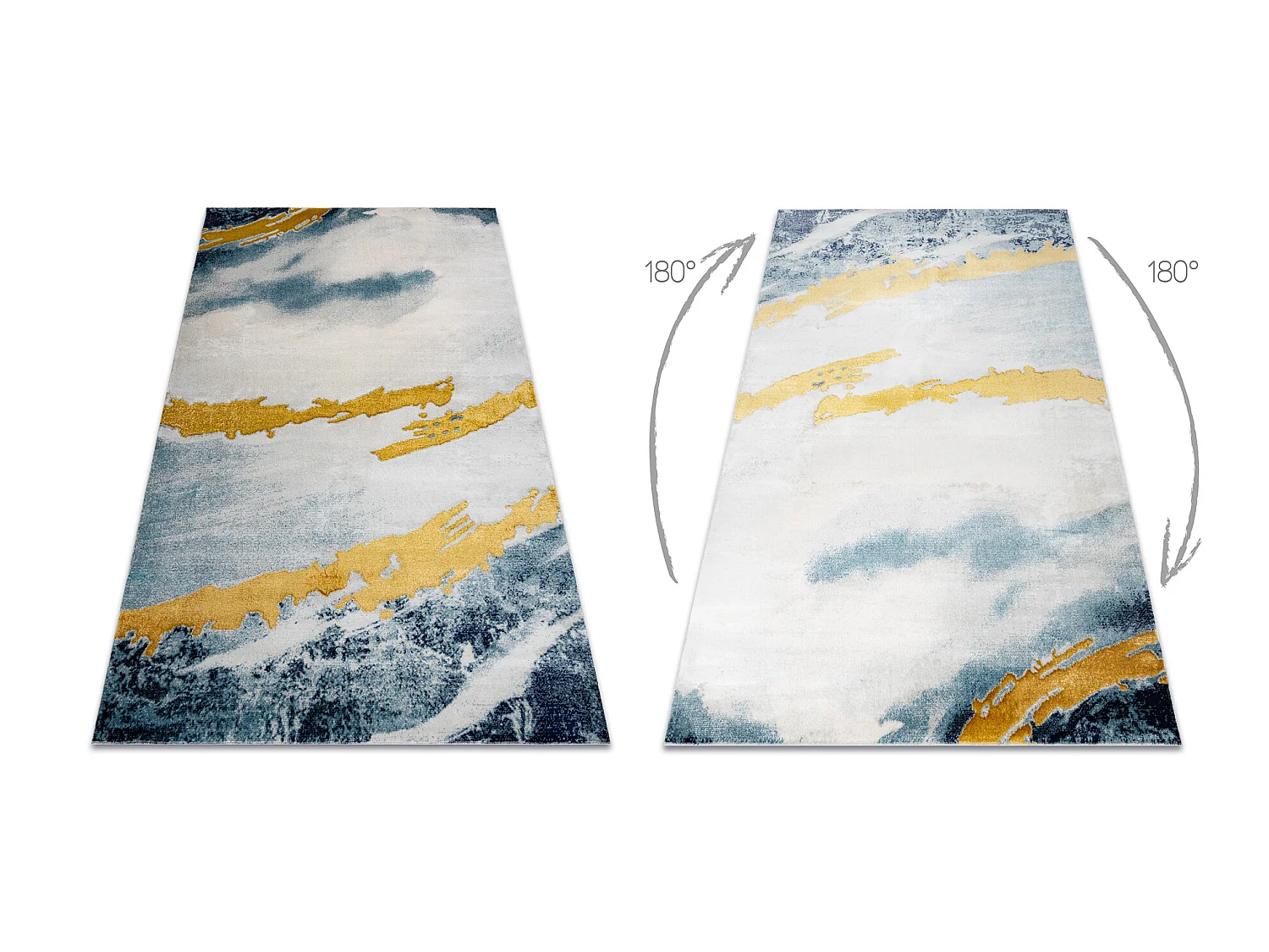 Tapijt EMERALD exclusief 1023 glamour, stijlvol abstractie blauw / gou 120x170 cm