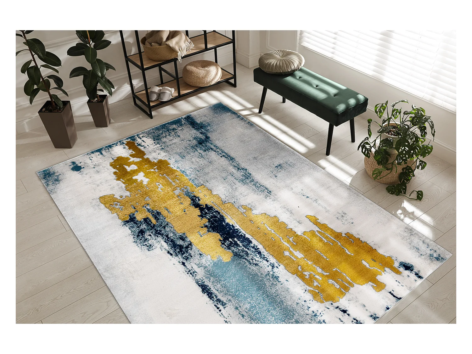 Tapis EMERALD exclusif 1025 glamour, élégant vintage bleu / or 140x190 cm