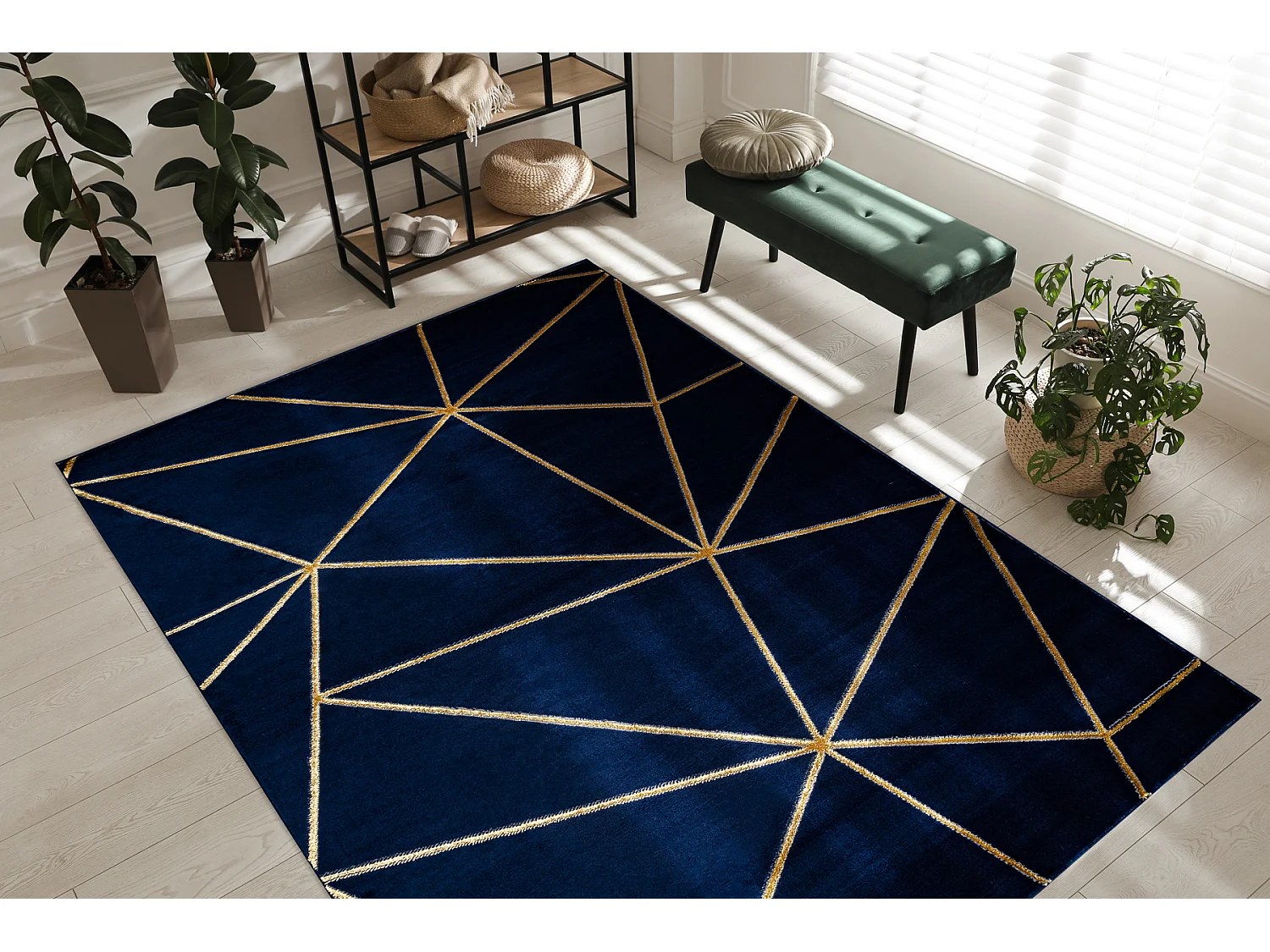 Tapis EMERALD exclusif 1013 glamour, élégant géométrique blu scuro 140x190 cm