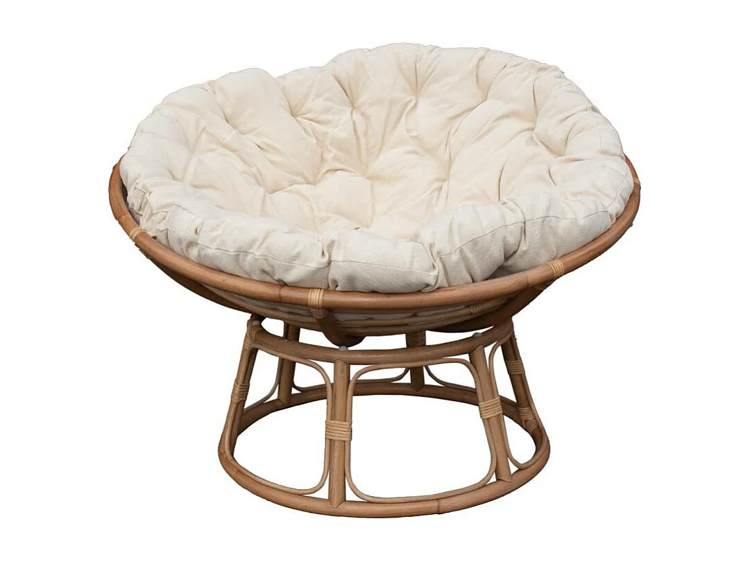 Sillón papasan reclinable de ratán con cojín Rattan - Marrón