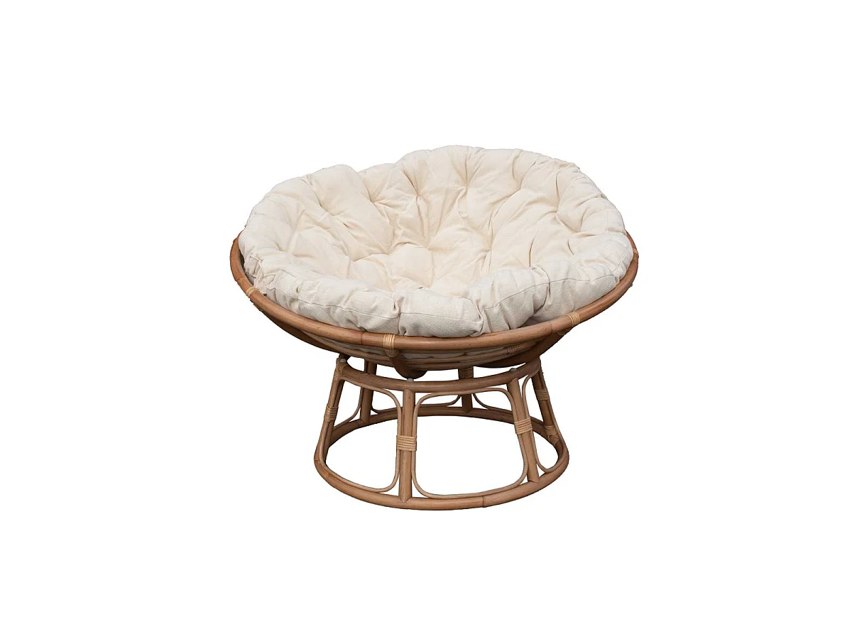 Fauteuil papasan en rotin avec coussin Rattan