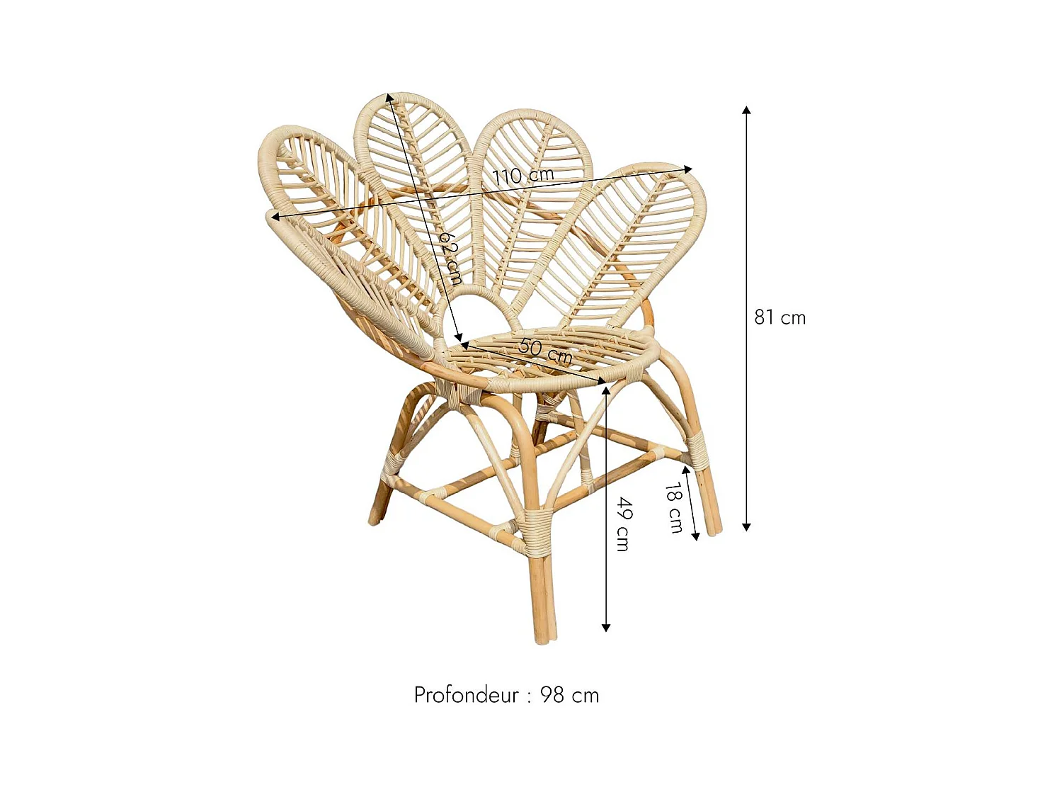 Fauteuil en rotin fleur Rattan