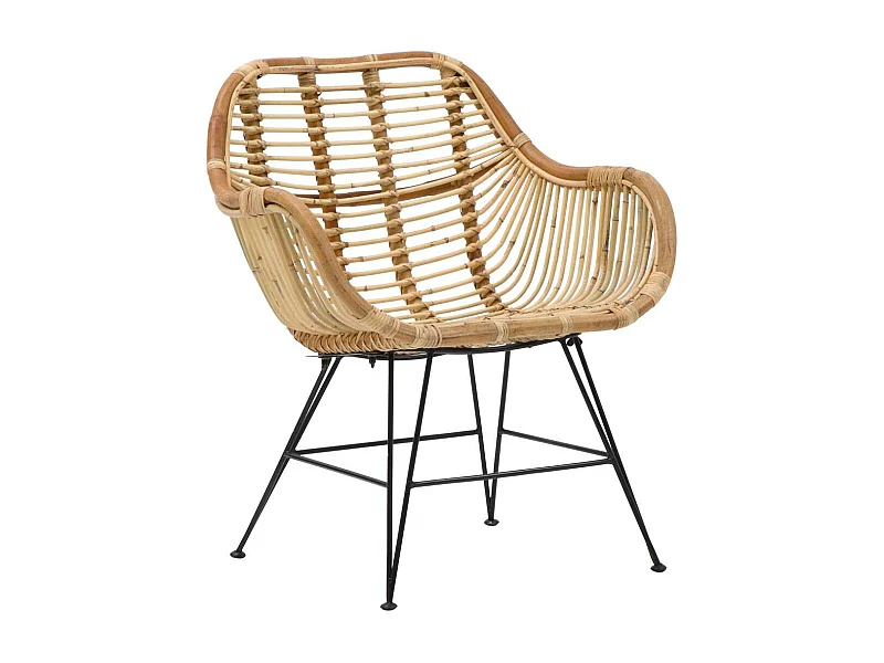 Fauteuil rotin pieds compas Rattan