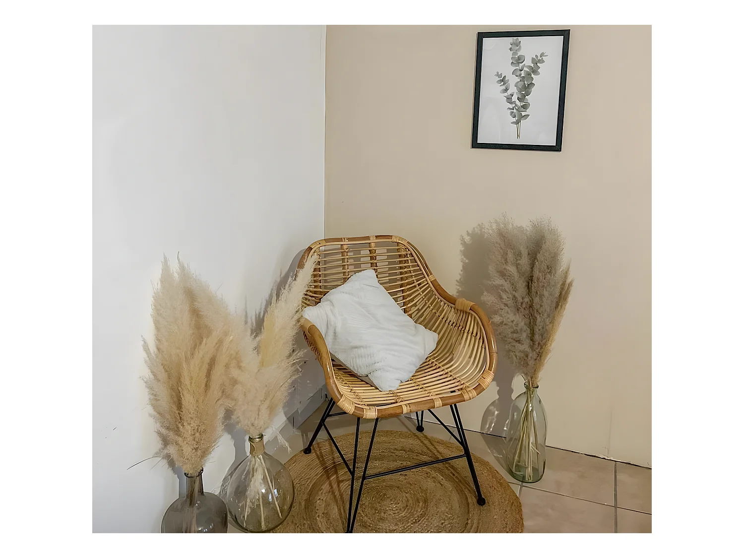 Fauteuil rotin pieds compas Rattan