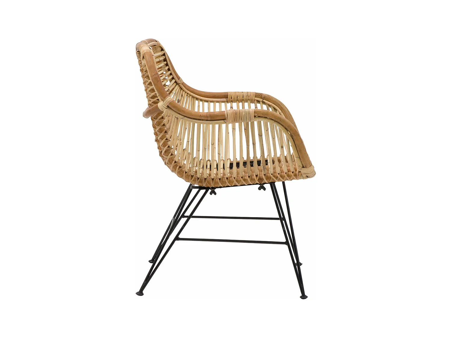 Fauteuil rotin pieds compas Rattan