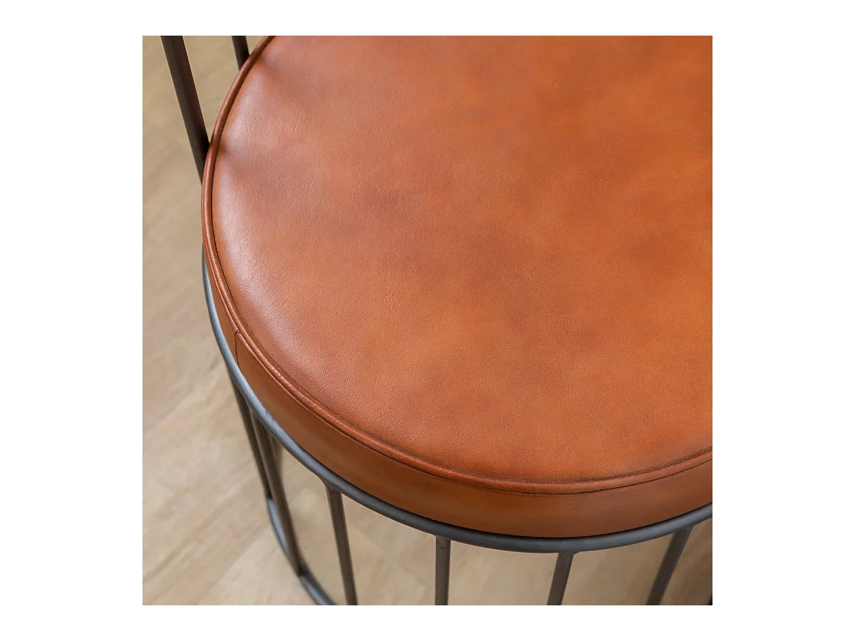 Fauteuil en cuir et métal marron Aly