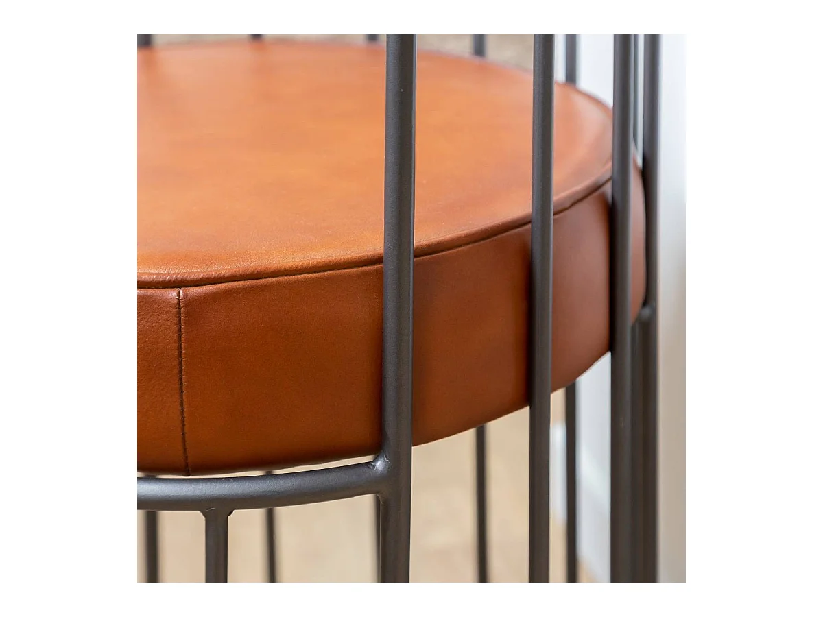 Fauteuil en cuir et métal marron Aly