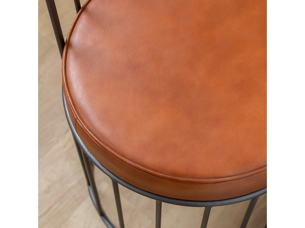 Fauteuil en cuir et métal marron Aly