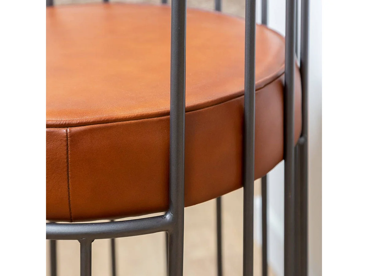 Fauteuil en cuir et métal marron Aly