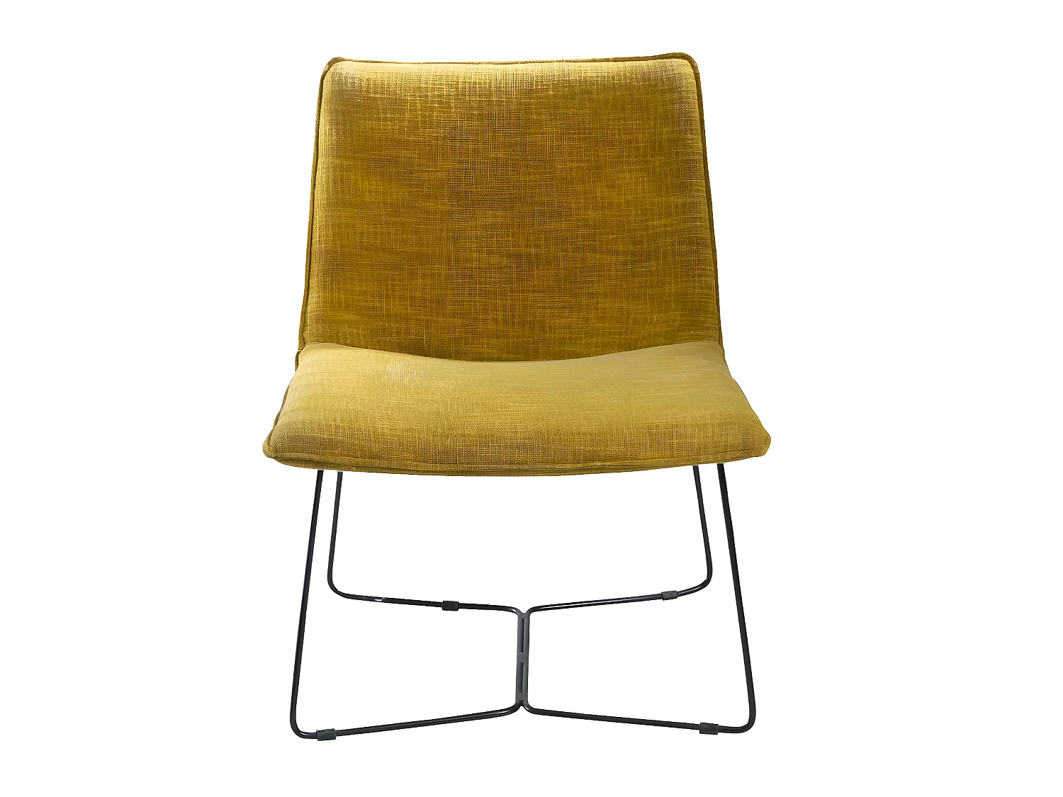 Fauteuil en tissu jaune et métal Isaure