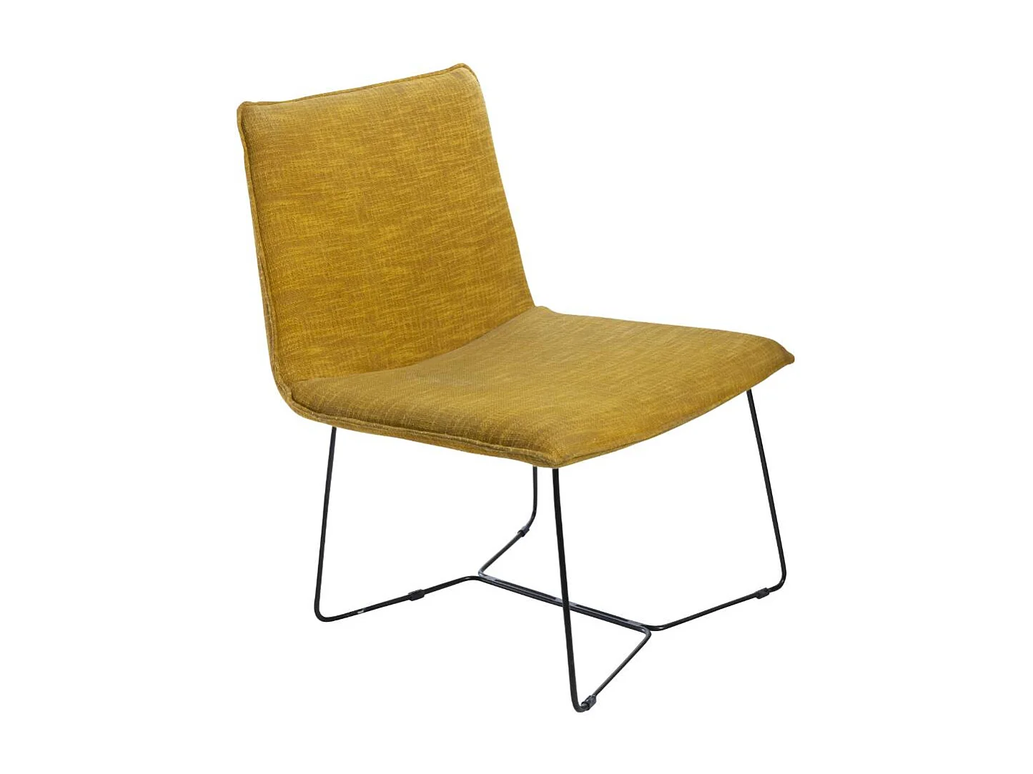 Fauteuil en tissu jaune et métal Isaure