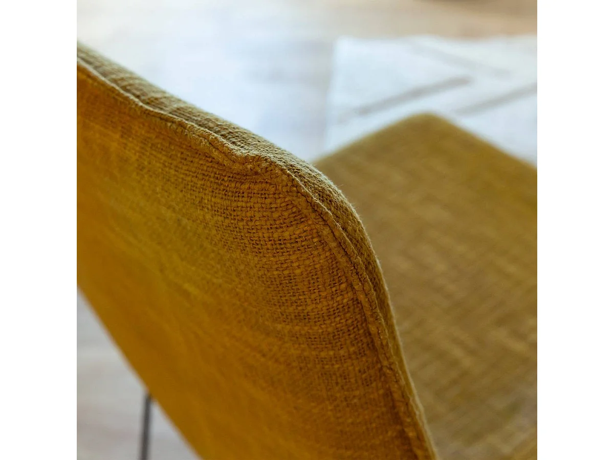 Fauteuil en tissu jaune et métal Isaure