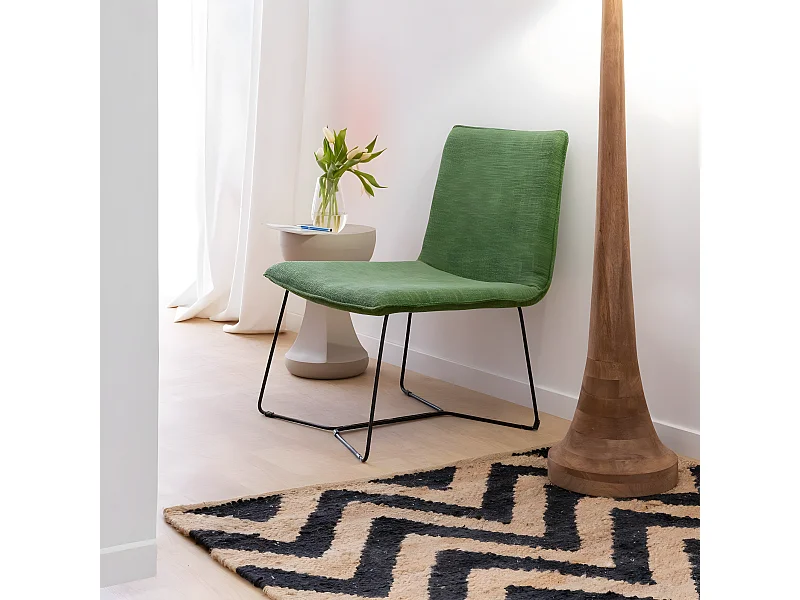 Fauteuil en tissu vert et métal Isaure