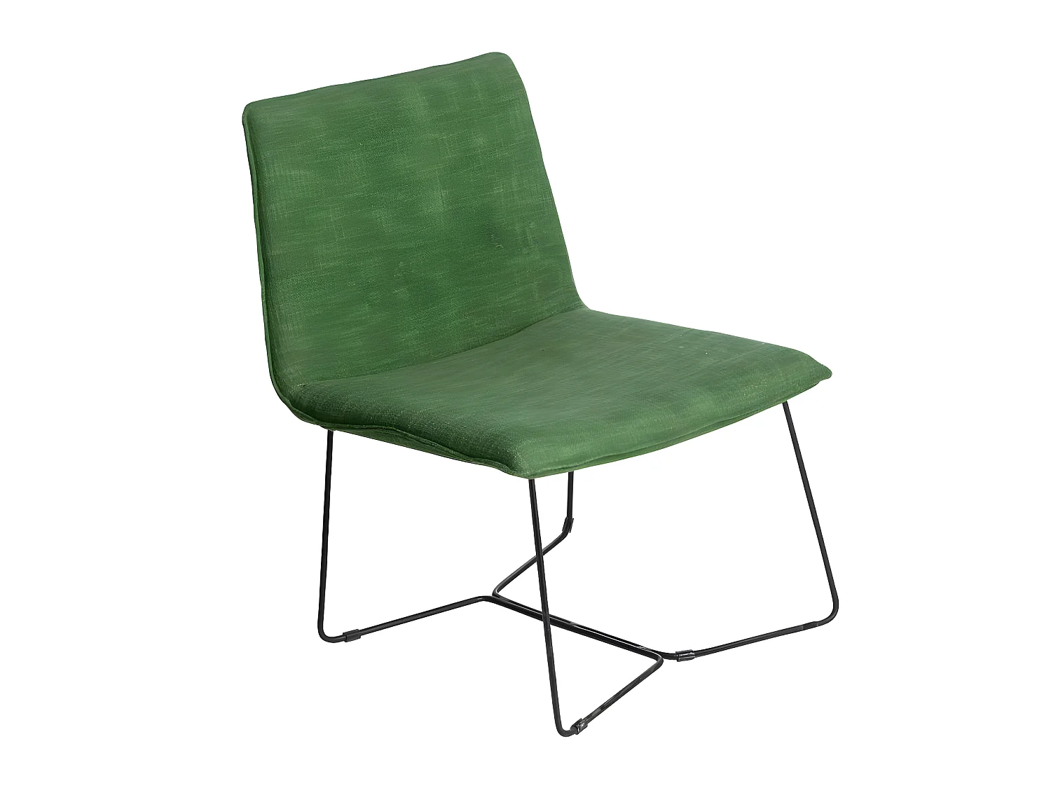 Fauteuil en tissu vert et métal Isaure