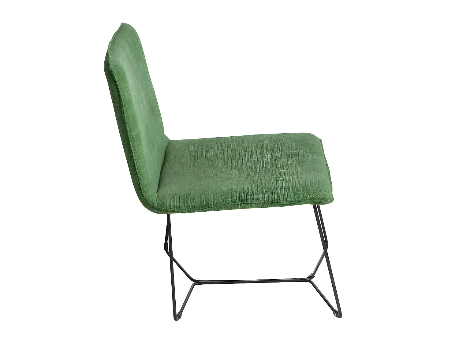 Fauteuil en tissu vert et métal Isaure