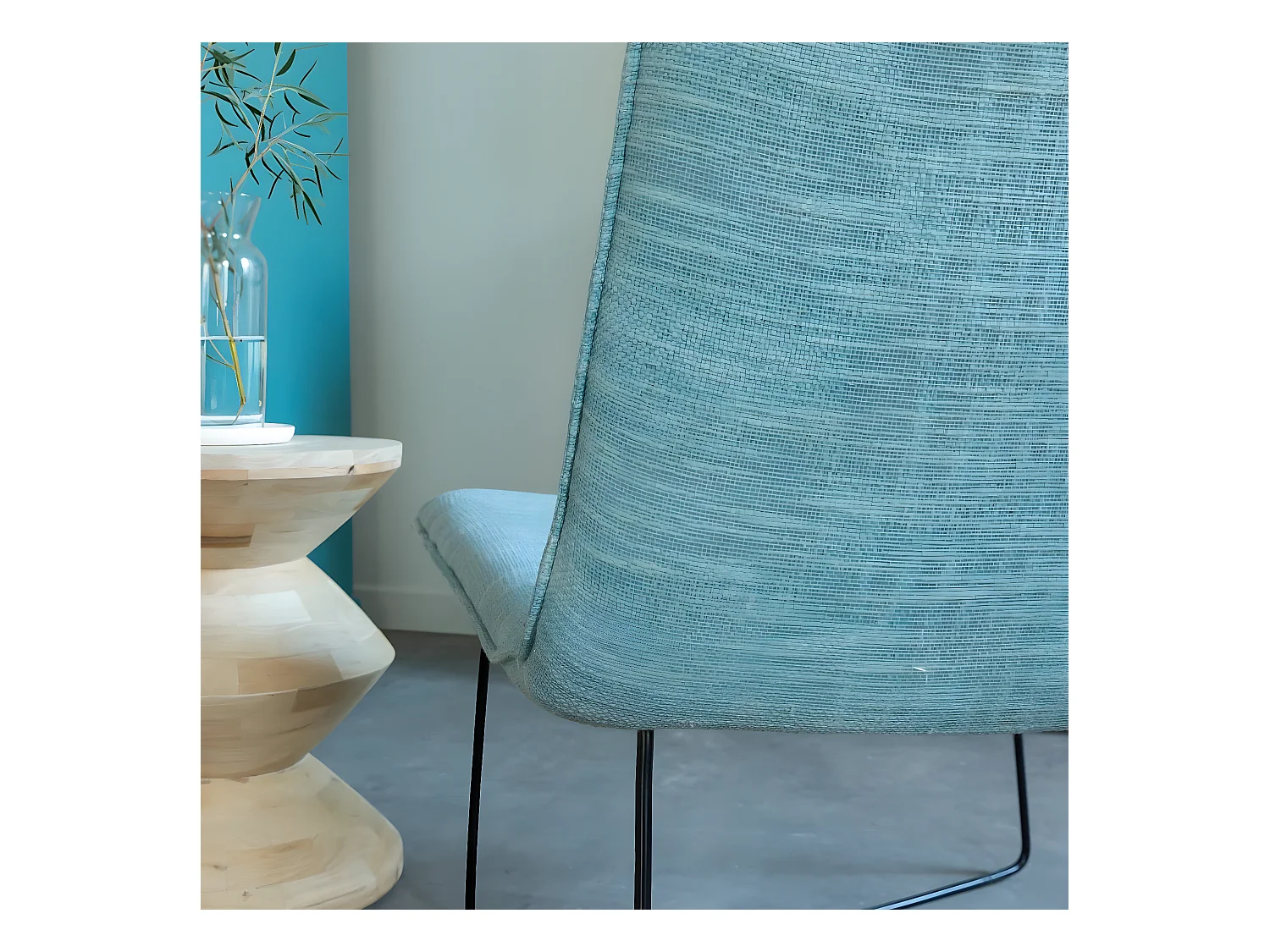 Fauteuil en tissu bleu et métal Isaure